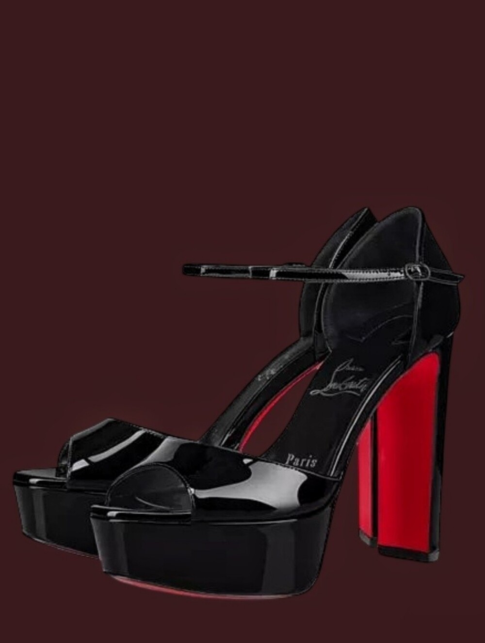 Christian Louboutin Platform Mary Jane Heels With Red Sole Accent